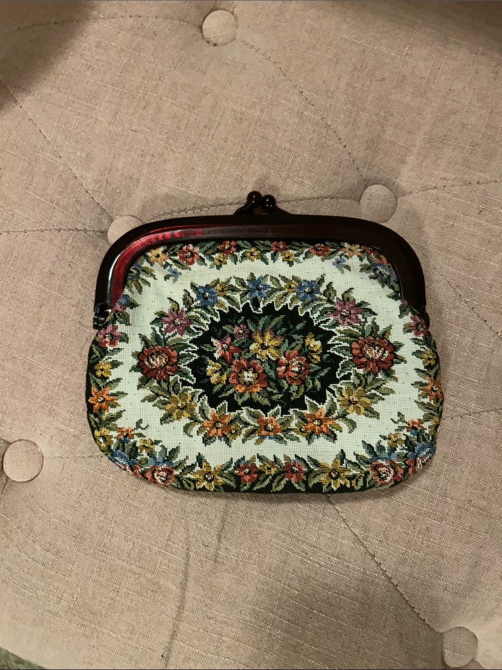 Vintage inspired Floral Tapestry Purse - Multi-Color. Hand-made. Like new